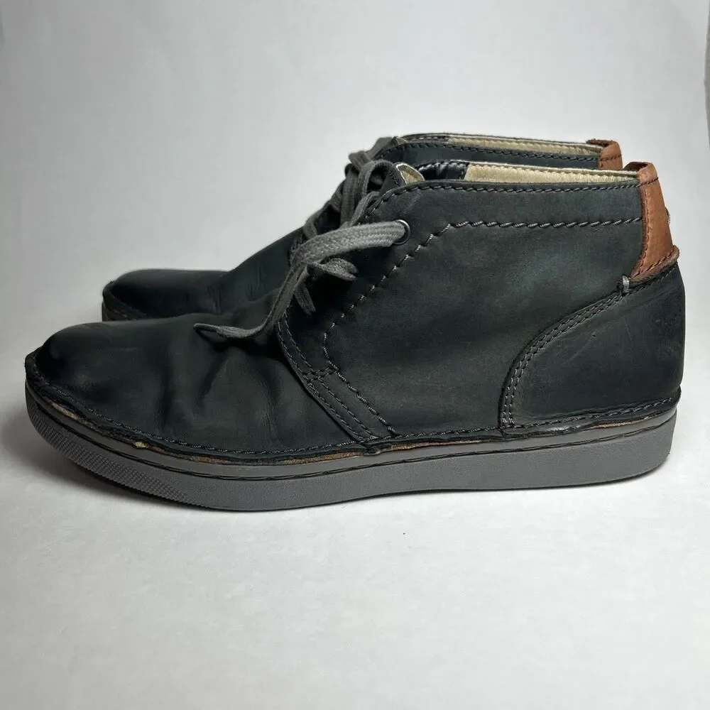 Clarks collection cushion soft chukka ankle boots gray leather casual men 8.5